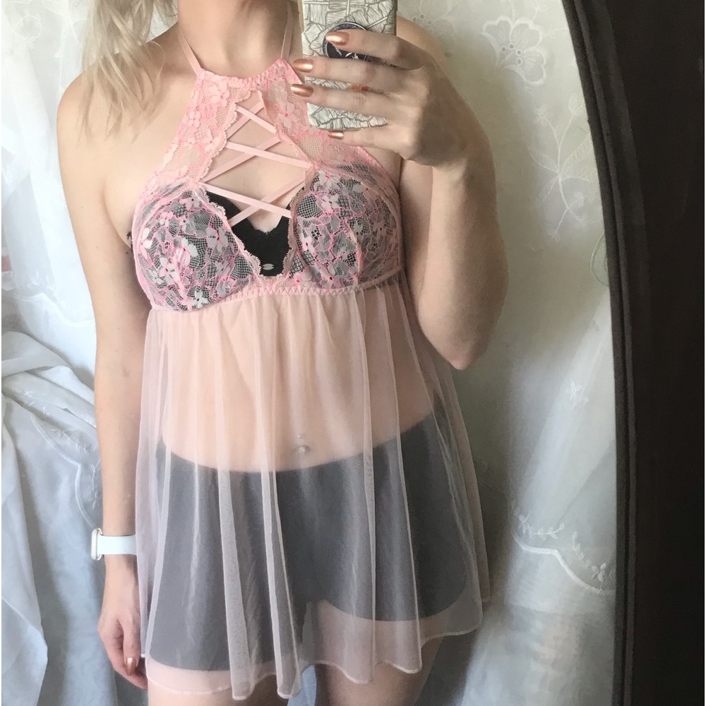 Victoria’s Secret Light Pink Very Sexy Crisscross Babydoll Medium
